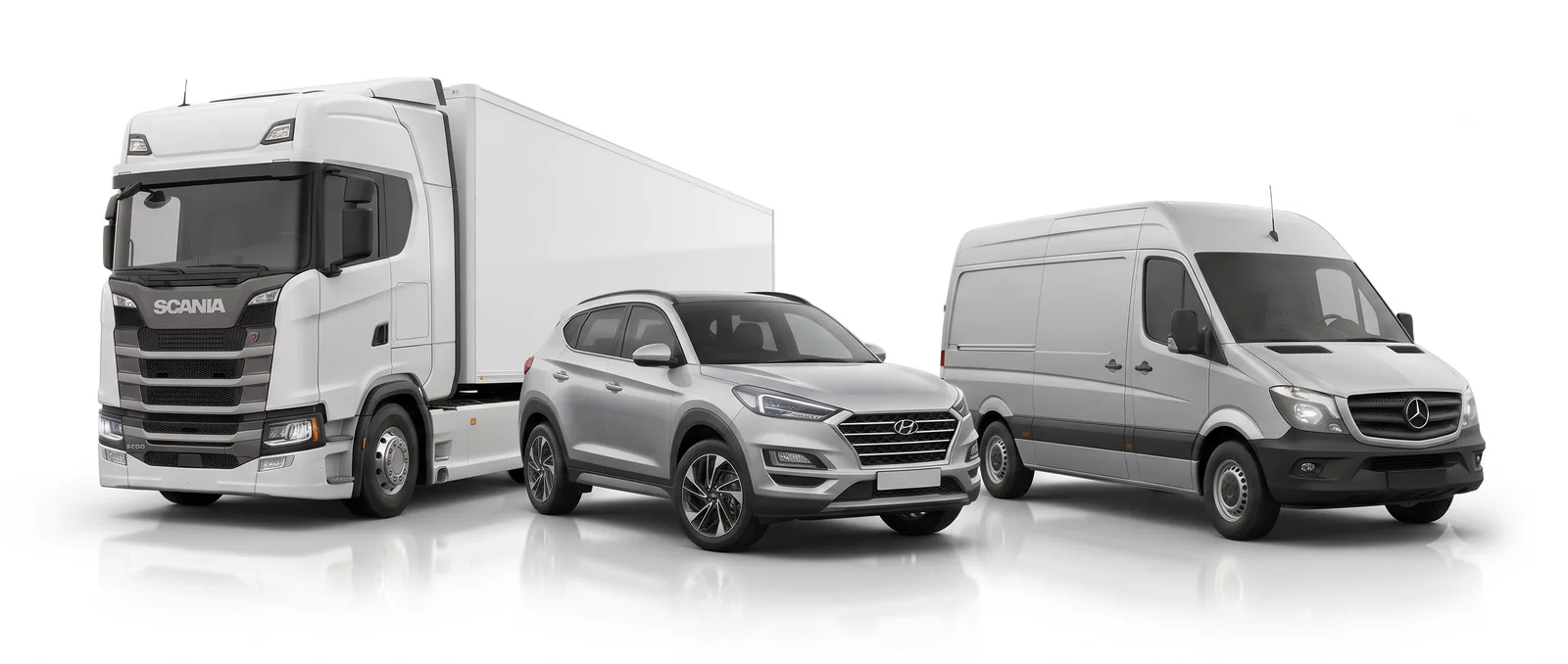 Frota rastreada pela Trackem — caminhão, SUV e van